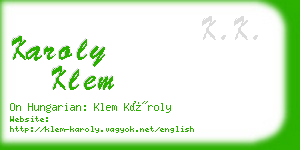 karoly klem business card